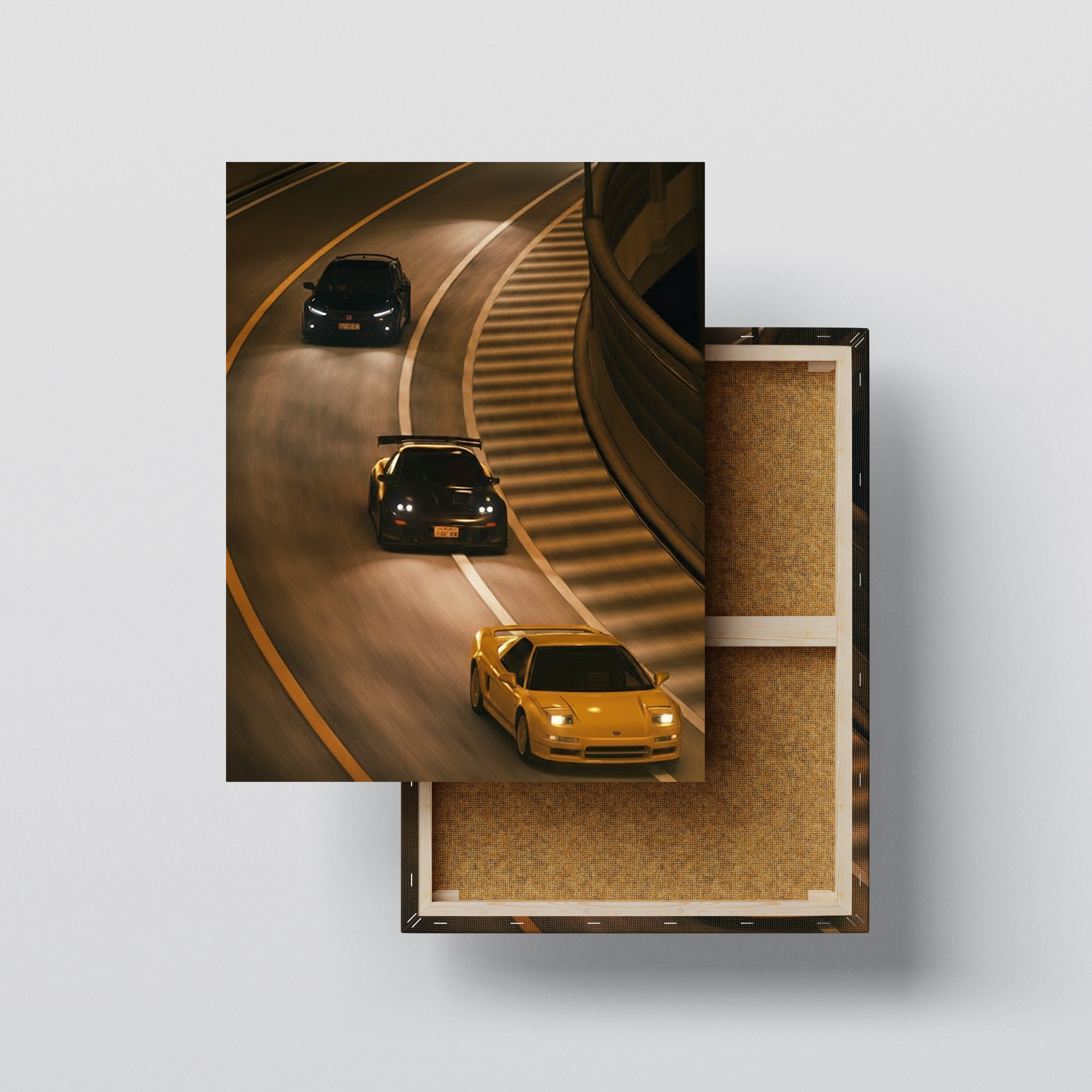 JDM Night Tunnel Racing Wall Art – Japanese Sports Car Canvas – Cinematic Street Racing Poster – Ready to Hang Kubo Gallery
