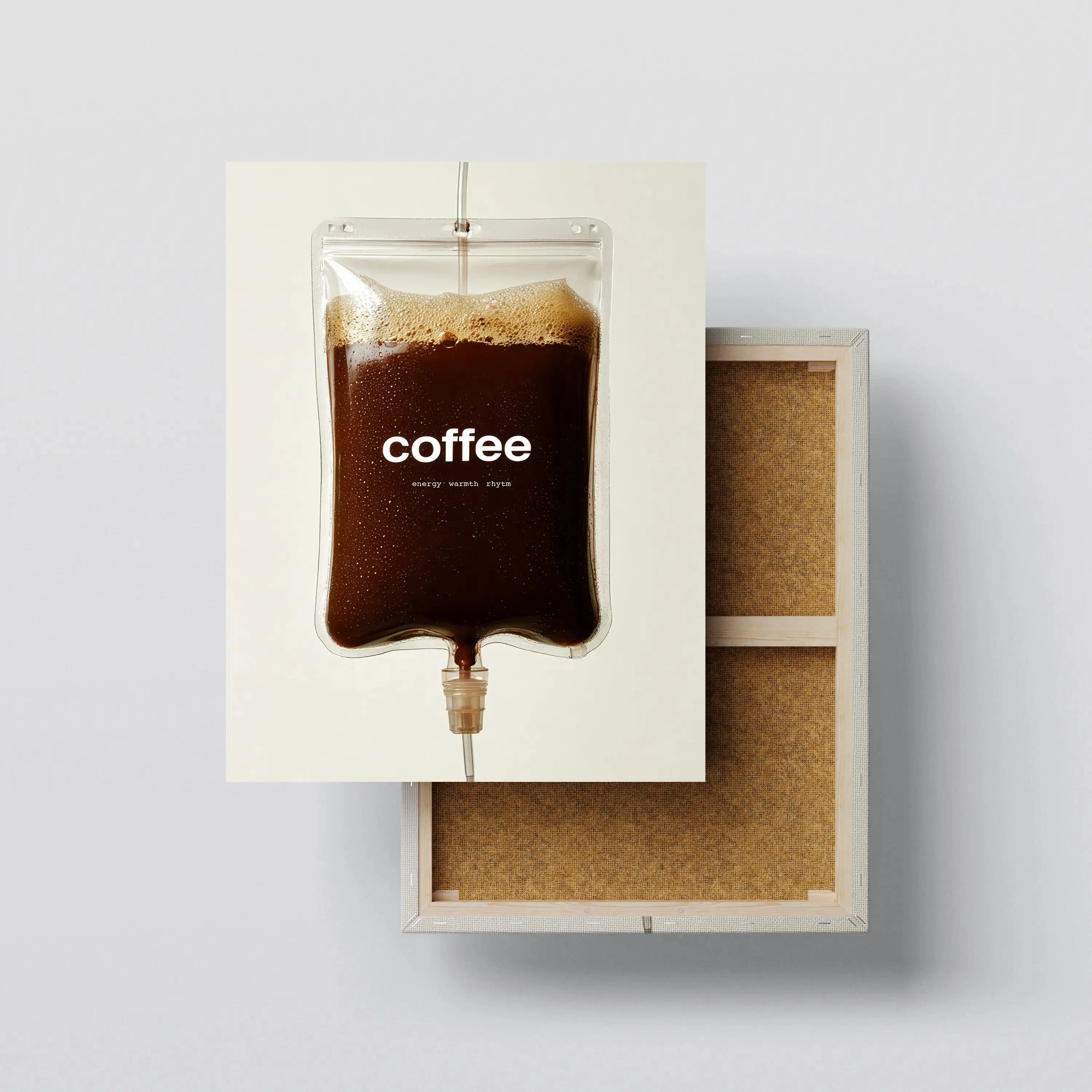 IV Coffee Wall Art – Caffeine Life Support Canvas – Minimalist Modern Concept Poster – Ready to Hang Kubo Gallery