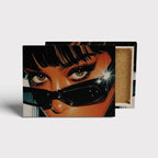 Neon Sunglasses Girl Canvas Art – Retro Fashion Portrait Kubo Gallery