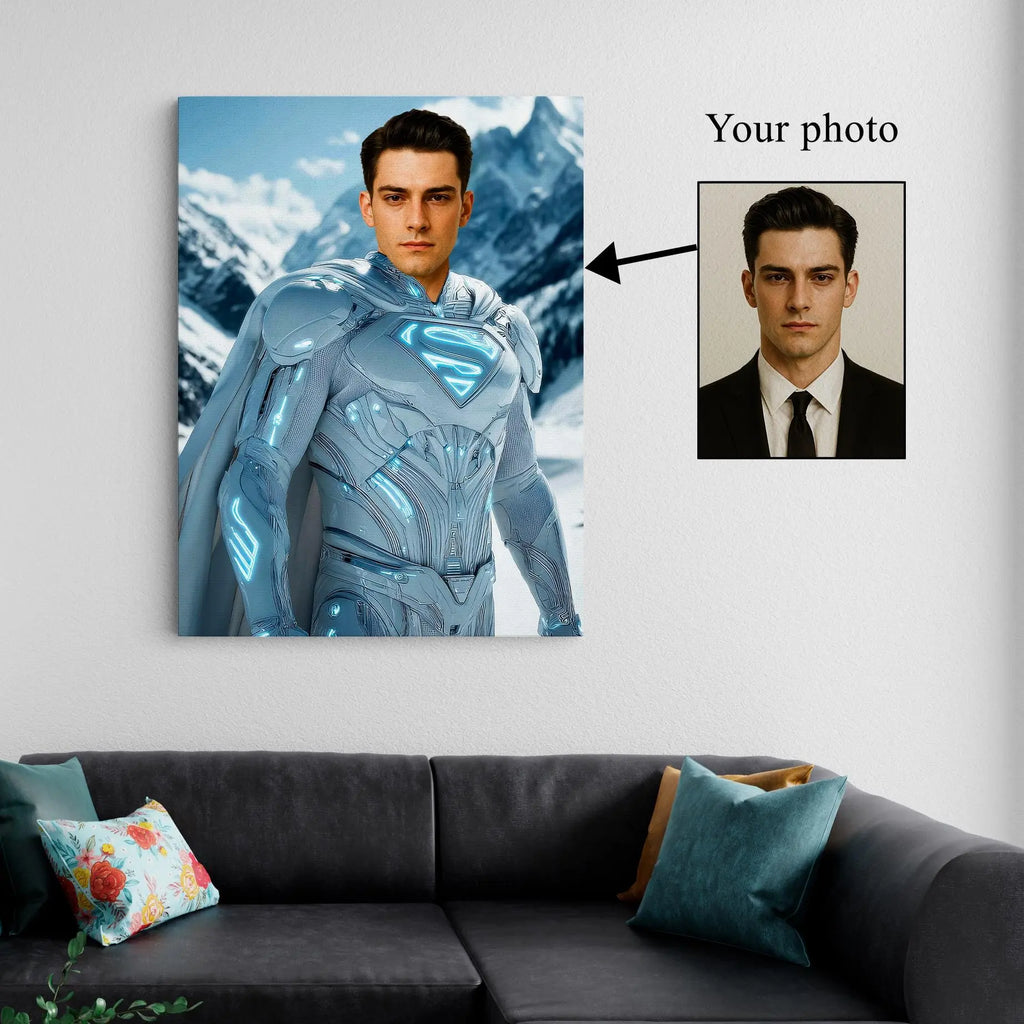 Custom Superhero Portrait - Become the Ultimate Man of Steel Ready to Hang Wall Art Kubo Gallery