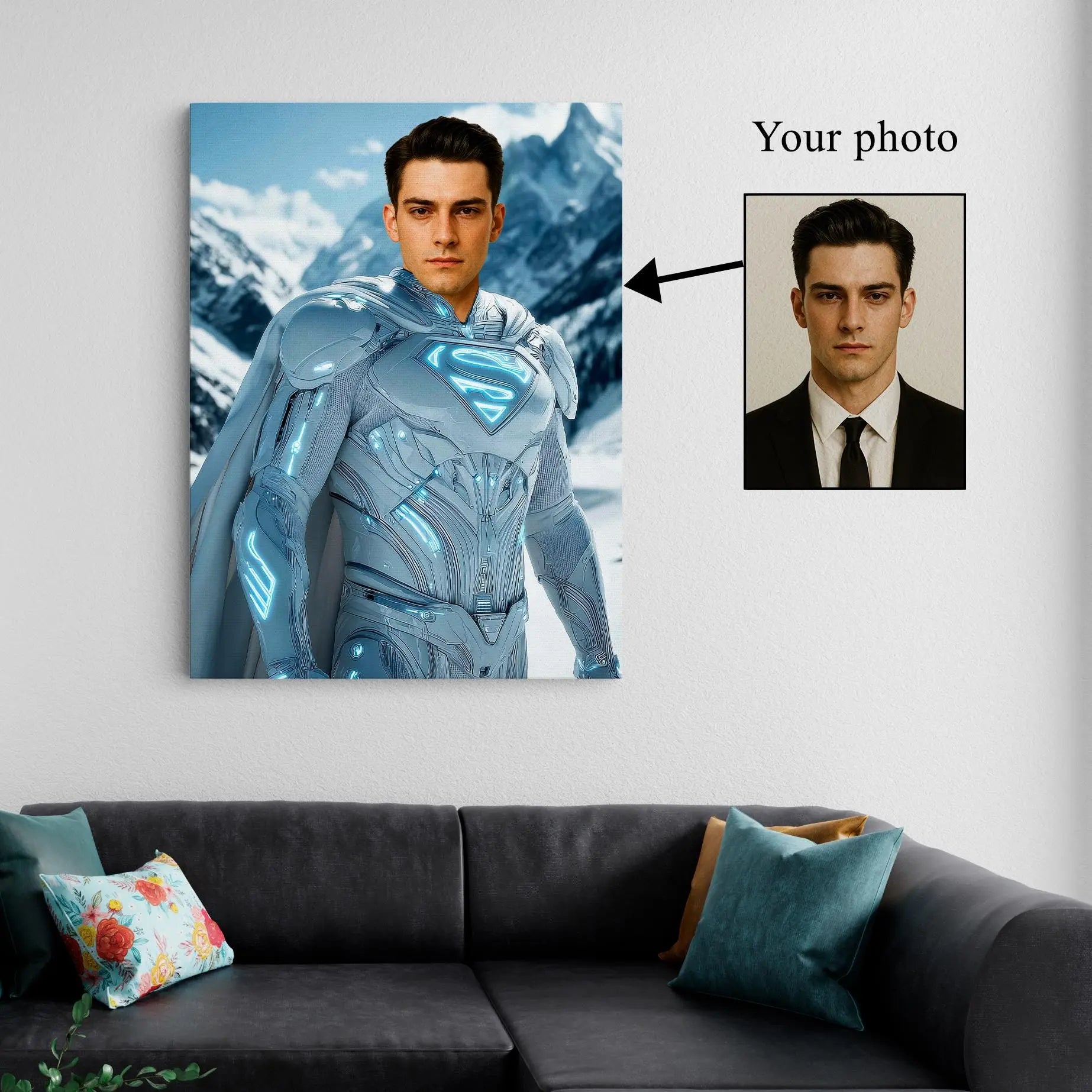 Custom Superhero Portrait - Become the Ultimate Man of Steel Ready to Hang Wall Art Kubo Gallery