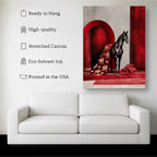 Black Arabian Horse Fine Art Print – Luxury Red Interior Wall Decor Kubo Gallery