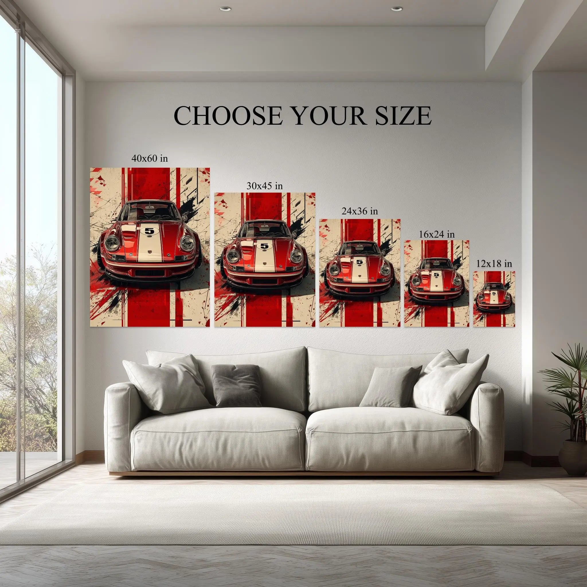 Red Legend – Classic Porsche 911 Abstract Racing Art Print Kubo Gallery