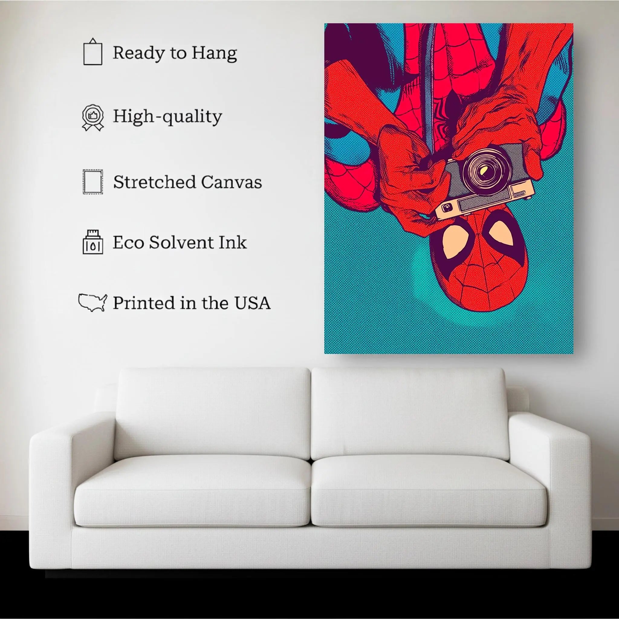 Pop Art Spider Hero Canvas – Retro Comic Wall Art Print, Superhero Photography Poster, Bold Color Artwork, Ready to Hang Canvas Kubo Gallery