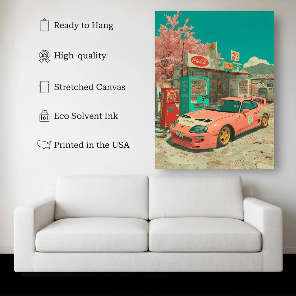 Anime Supra MK4 Canvas – JDM Cherry Blossom Wall Art | Kubo.gallery Kubo Gallery