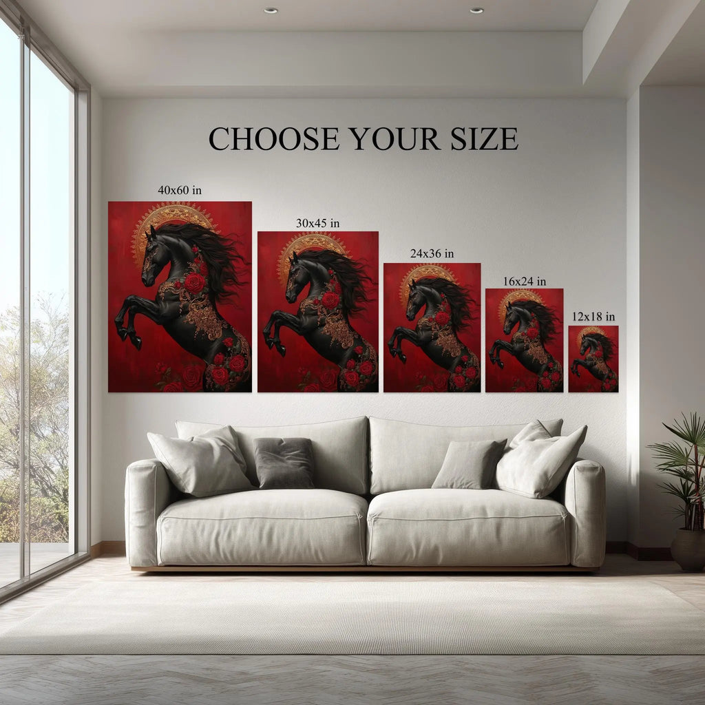 Majestic Black Stallion – Baroque Royal Horse Wall Art Kubo Gallery