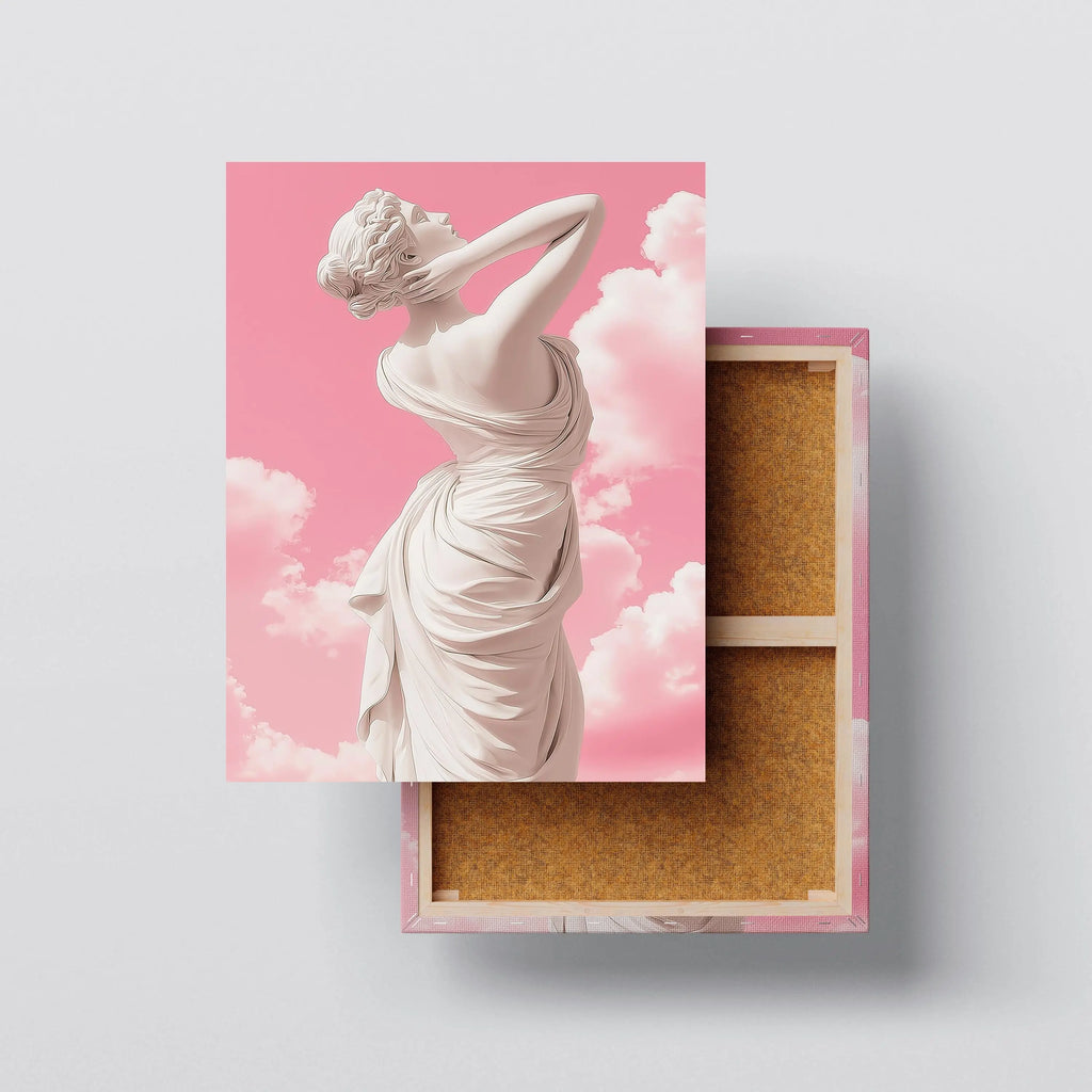 Marble Goddess Under Pink Sky – Neoclassical Surreal Wall Art Kubo Gallery