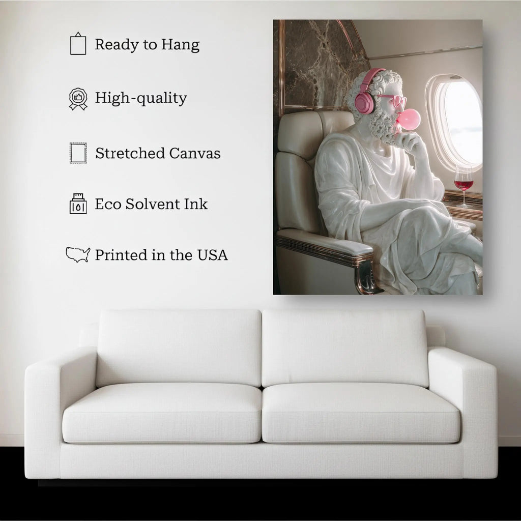 Funny Greek Statue Canvas Print – Modern Philosophy Wall Art Kubo Gallery