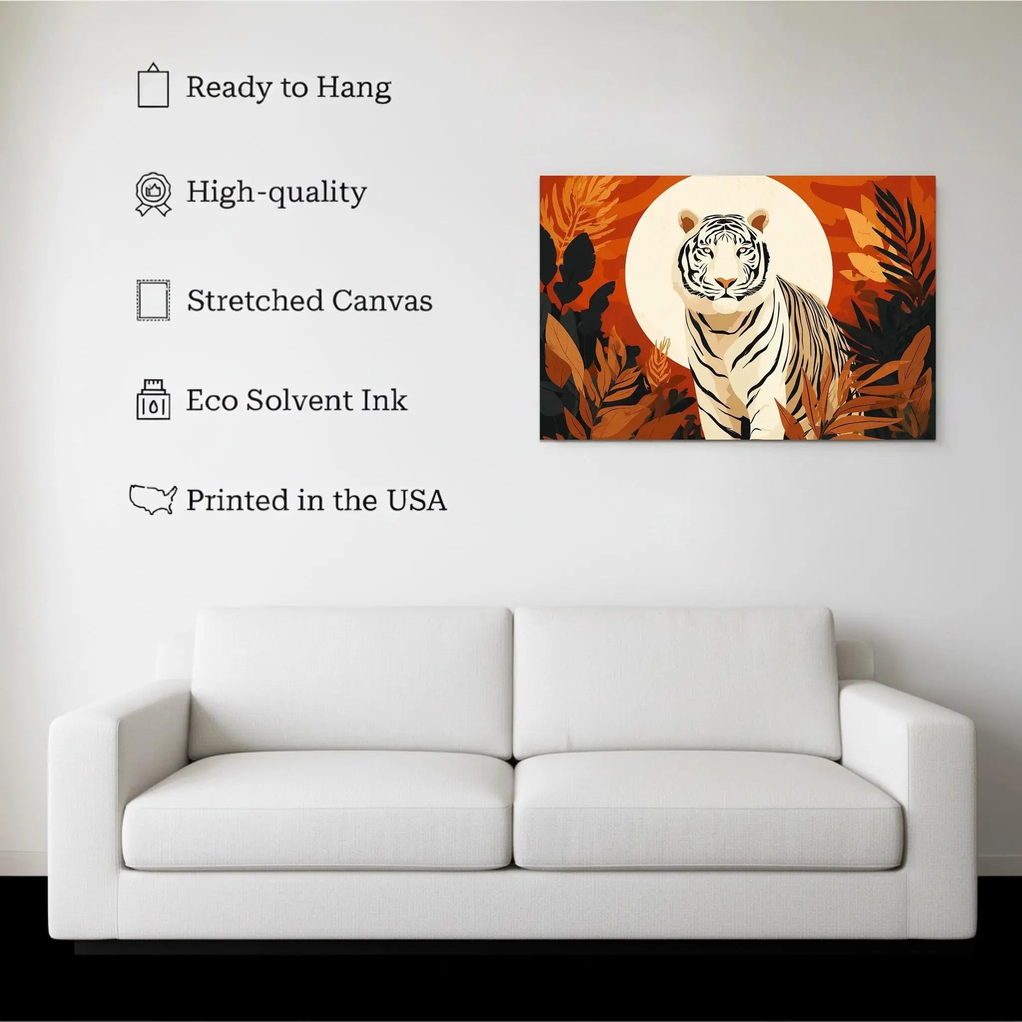 White Tiger in Jungle Sun – Canvas Animal Wall Art Kubo Gallery