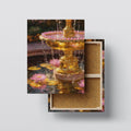 Golden Fountain with Lotus Flowers – Elegant Art Print on Canvas Kubo Gallery