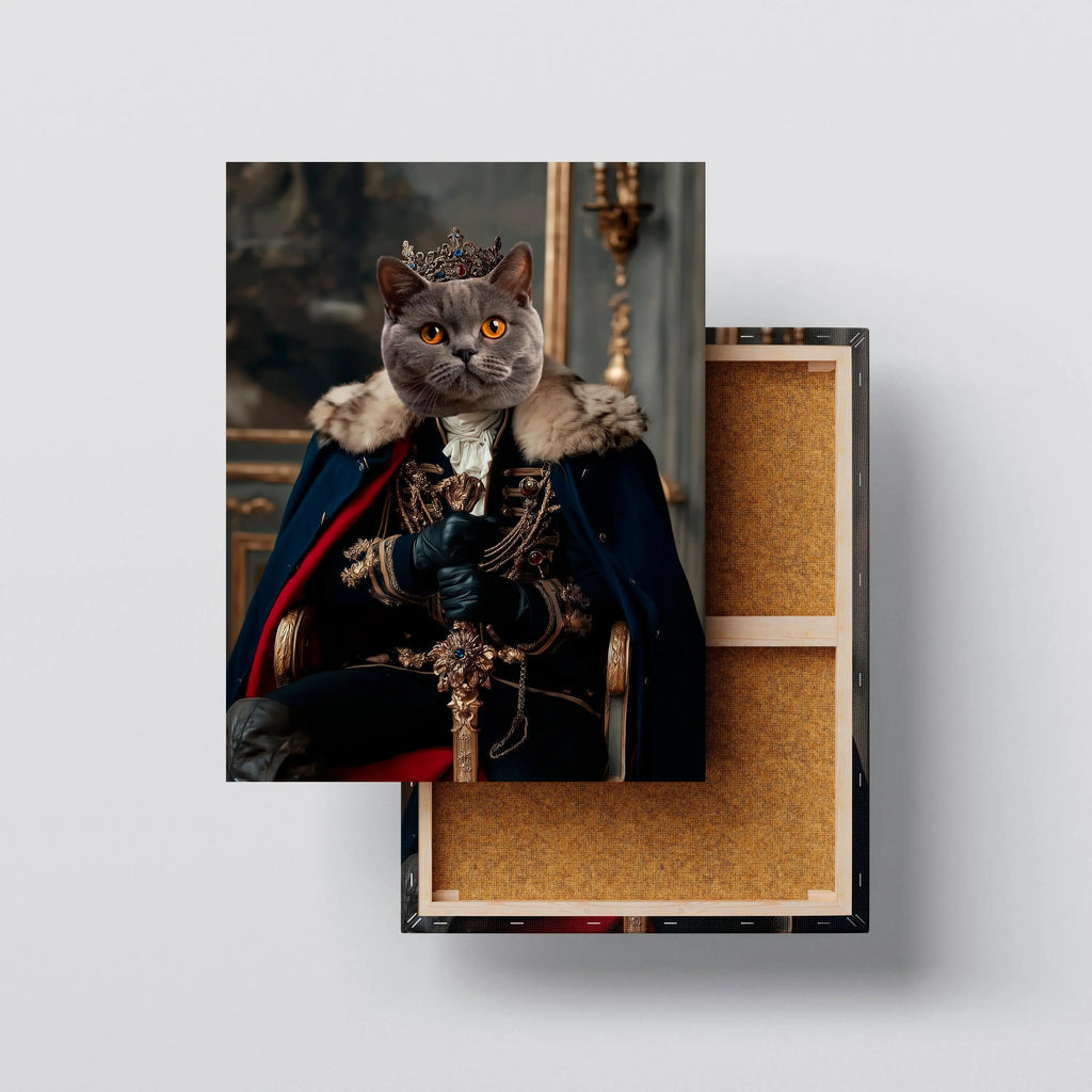 Custom Royal Pet Portrait – Your Dog or Cat Face on Noble Costume Canvas, Funny Personalized Pet Wall Art, Ready to Hang Kubo Gallery
