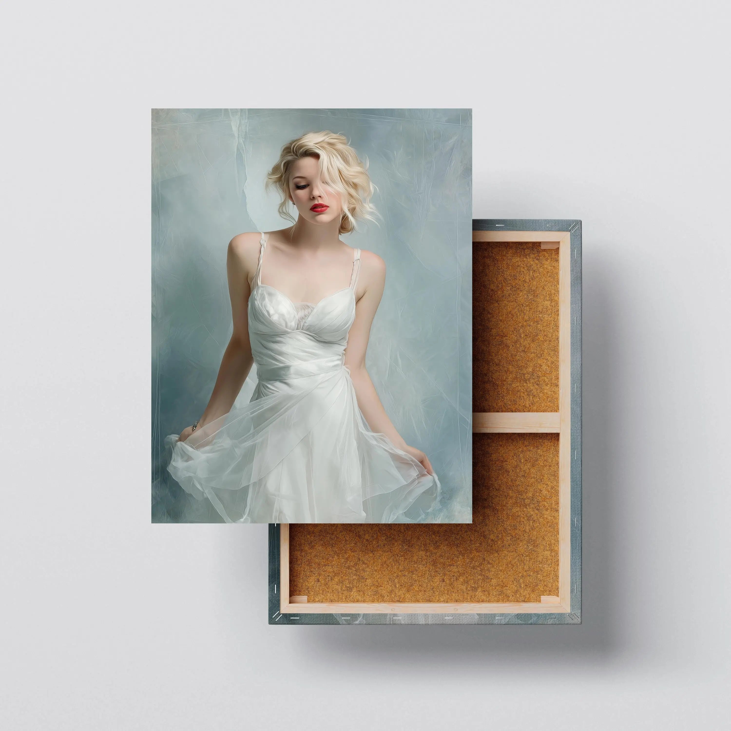 Whispers in White – Elegant Woman Portrait Canvas Wall Art Kubo Gallery