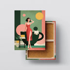 Sunday Brew – Retro Woman with Coffee Cup Wall Art Print Kubo Gallery