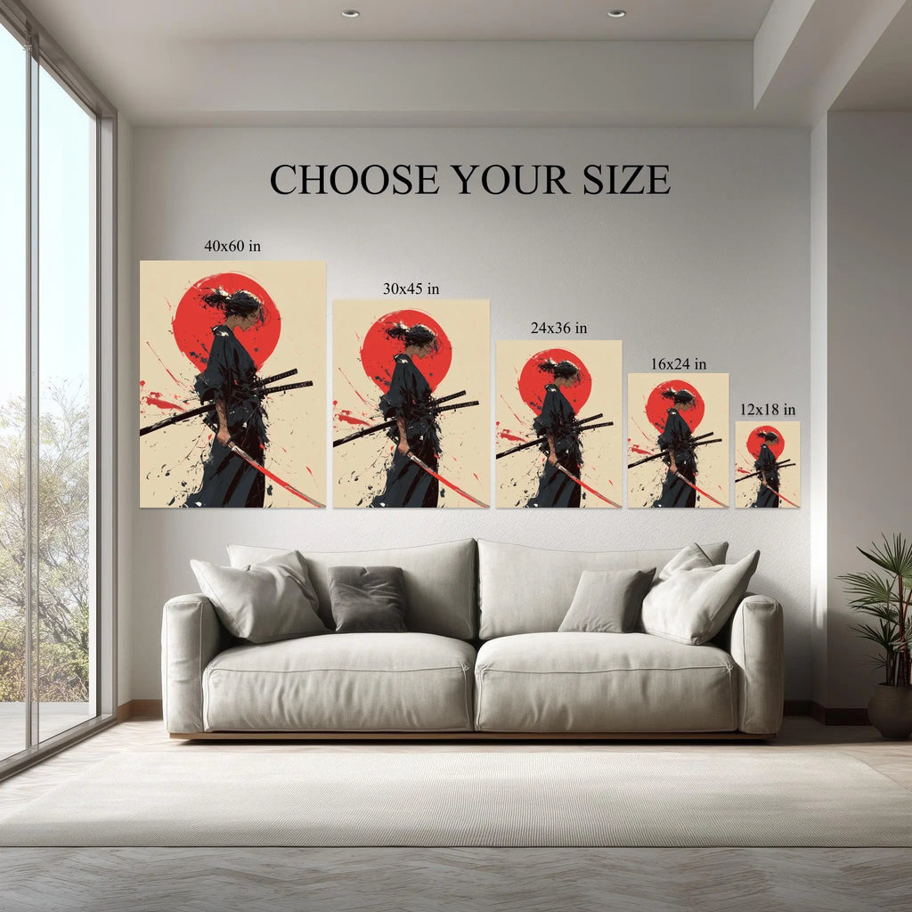 Crimson Honor – Female Samurai Canvas Wall Art Print Kubo Gallery
