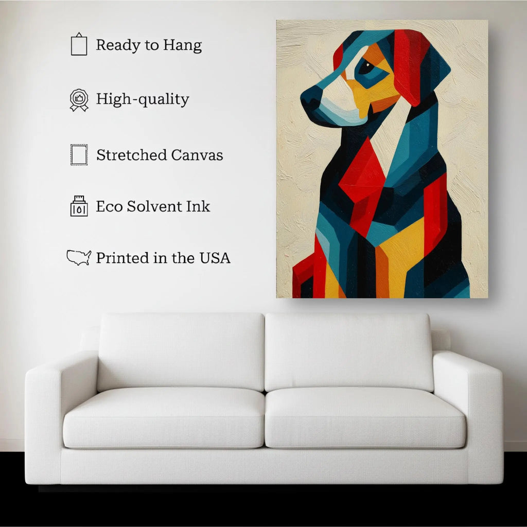 Geometric Dog Portrait – Abstract Canvas Wall Art for Pet Lovers Kubo Gallery