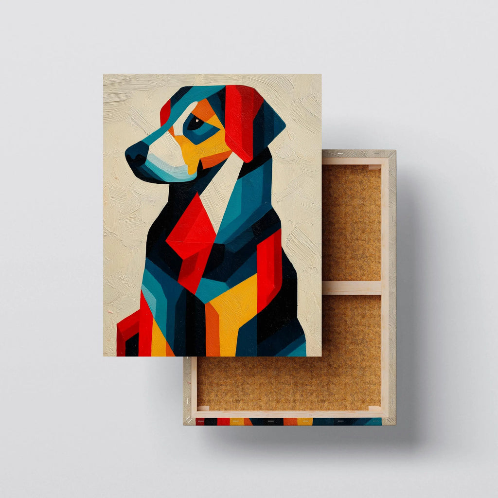 Geometric Dog Portrait – Abstract Canvas Wall Art for Pet Lovers Kubo Gallery