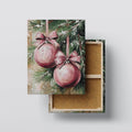 Hand-Painted Style Christmas Ornaments Canvas | Pink Baubles Wall Art | Holiday Decor Print Kubo Gallery