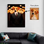Custom Pet Portrait in Suit, Funny Pet Canvas Wall Art Kubo Gallery