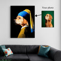 Custom Renaissance Pet Portrait: 'Girl with Pearl Earring' Style Canvas Kubo Gallery
