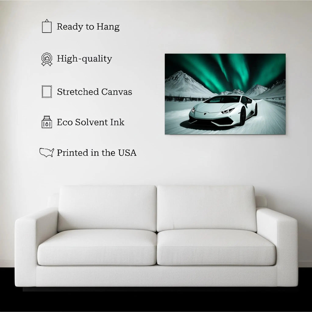 Lamborghini Canvas Print – Northern Lights Supercar Poster Kubo Gallery