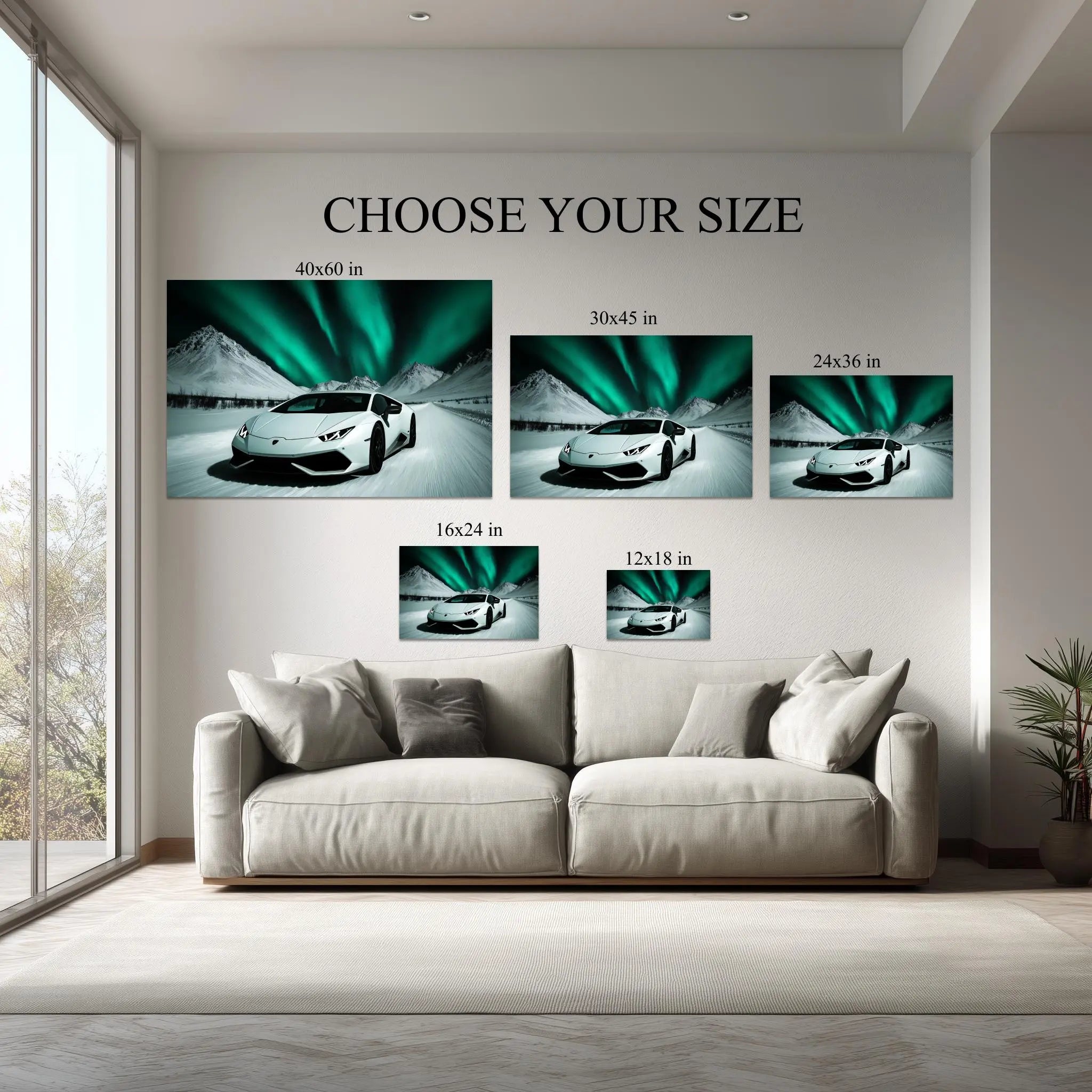Lamborghini Canvas Print – Northern Lights Supercar Poster Kubo Gallery