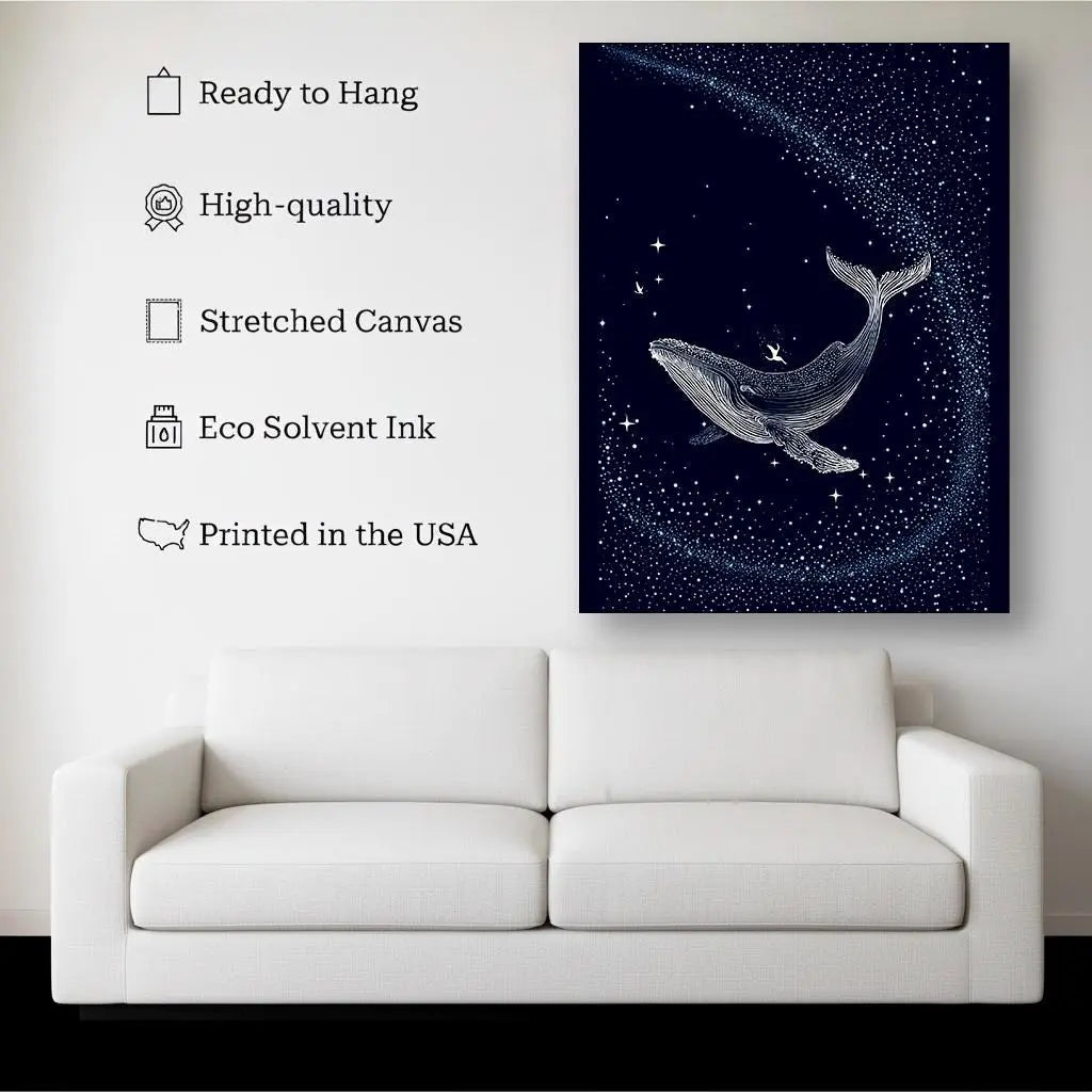Celestial Whale – Cosmic Dream Canvas Ready to Hang Wall Art Kubo Gallery