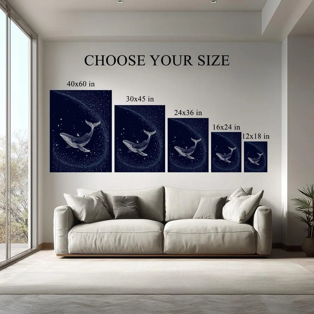 Celestial Whale – Cosmic Dream Canvas Ready to Hang Wall Art Kubo Gallery