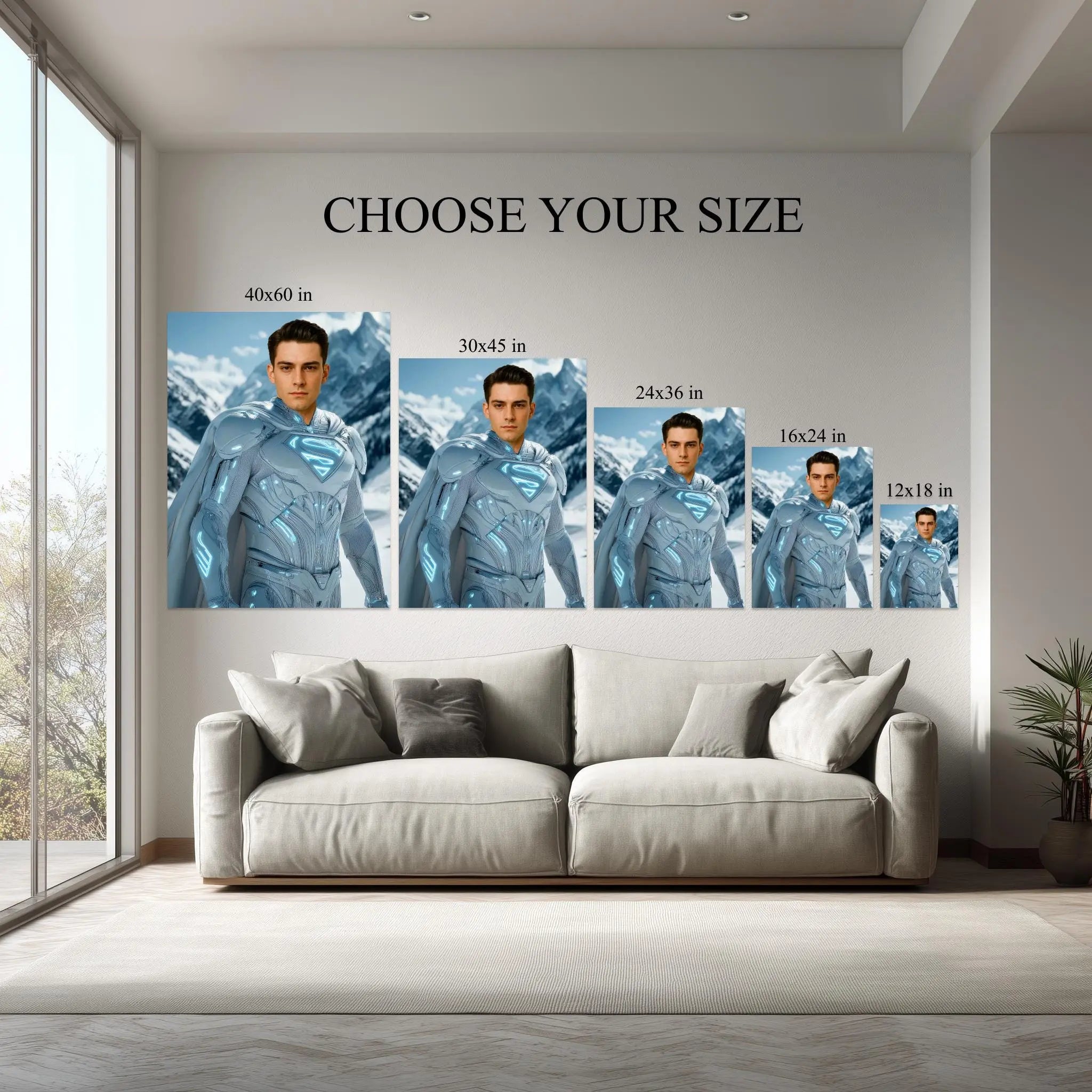 Custom Superhero Portrait - Become the Ultimate Man of Steel Ready to Hang Wall Art Kubo Gallery
