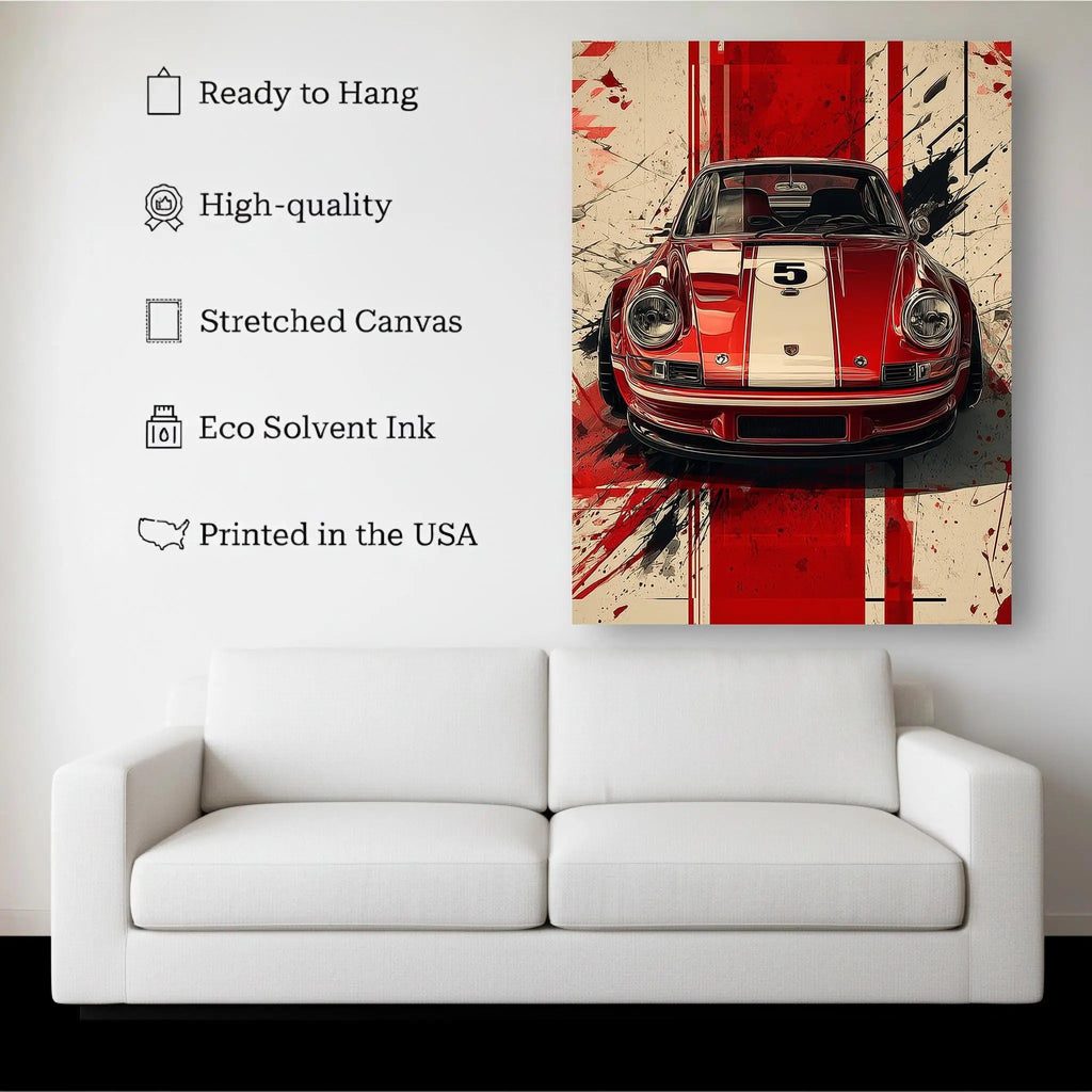 Red Legend – Classic Porsche 911 Abstract Racing Art Print Kubo Gallery