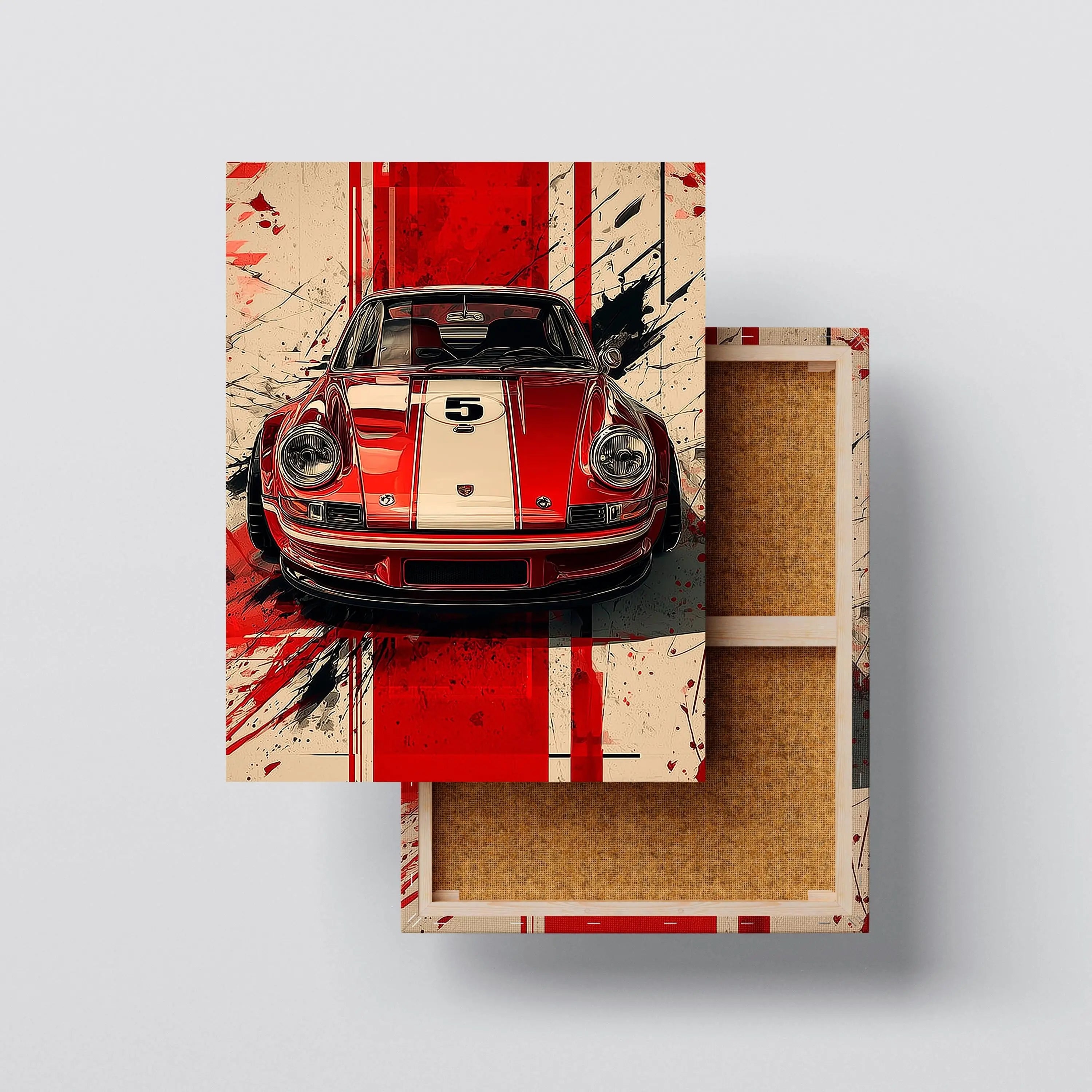 Red Legend – Classic Porsche 911 Abstract Racing Art Print Kubo Gallery