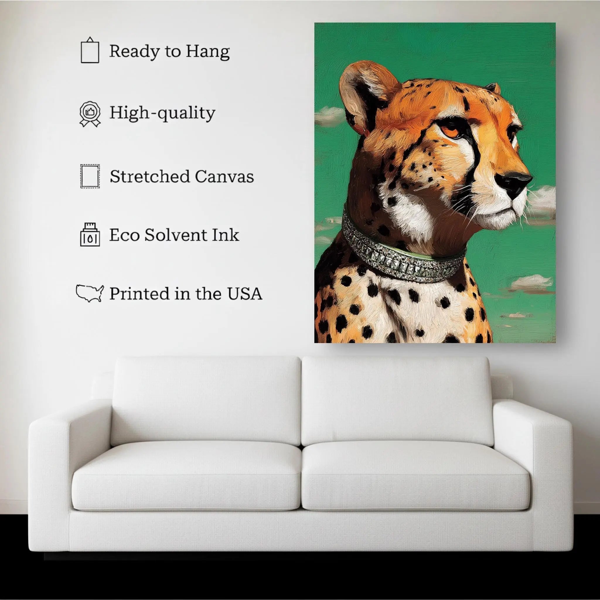 Cheetah Elegance – Oil Painting with Sky Background Animal Wall Art Kubo Gallery