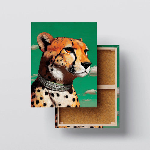 Cheetah Elegance – Oil Painting with Sky Background Animal Wall Art Kubo Gallery