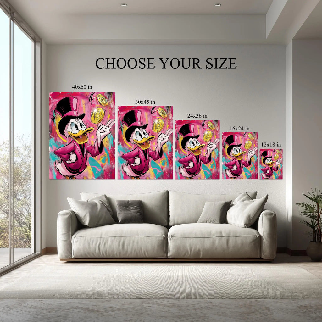 Pop Art Duck Billionaire Wall Art | Money & Crypto Artwork | Colorful Finance Illustration | Modern Street Art Print Kubo Gallery