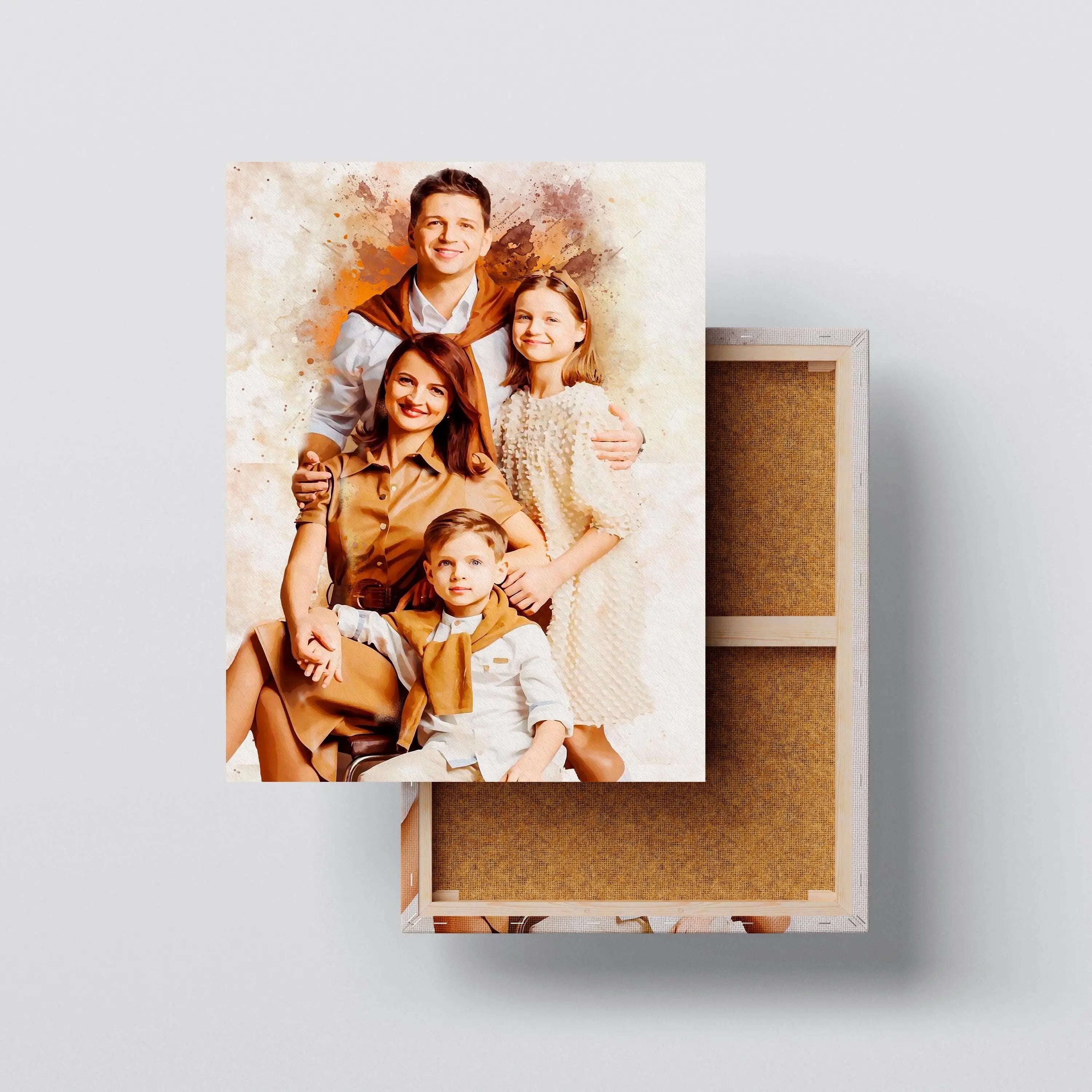 Custom Family Portrait Painting from Photo – Watercolor Style Canvas, Personalized Anniversary Gift for Parents, ready to hang Kubo Gallery