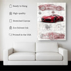 Red Concept Car Blueprint – Futuristic Automotive Design Wall Art Kubo Gallery