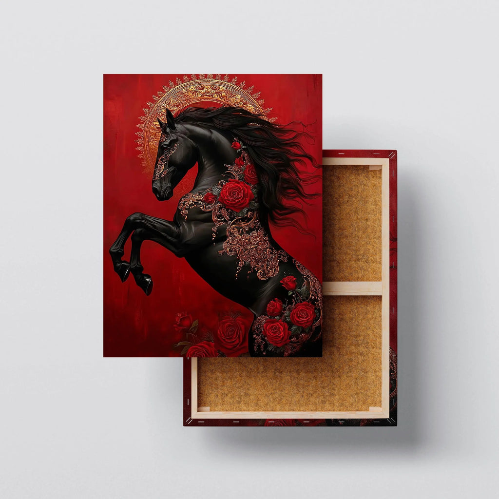 Majestic Black Stallion – Baroque Royal Horse Wall Art Kubo Gallery