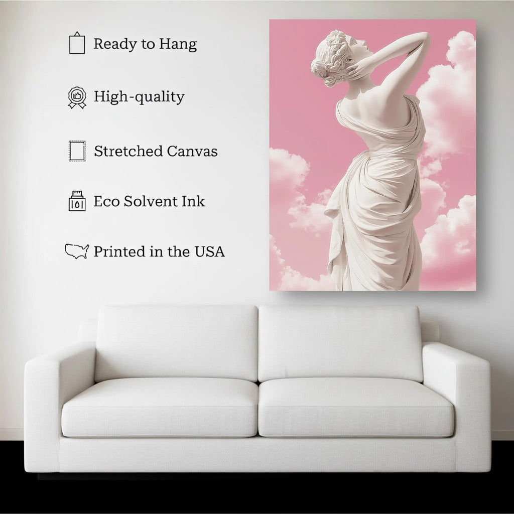 Marble Goddess Under Pink Sky – Neoclassical Surreal Wall Art Kubo Gallery