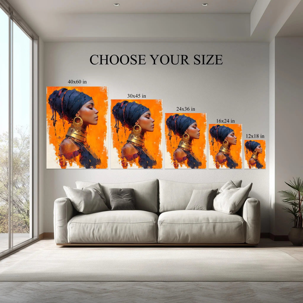Golden Grace – Afrocentric Portrait Canvas Wall Art Kubo Gallery