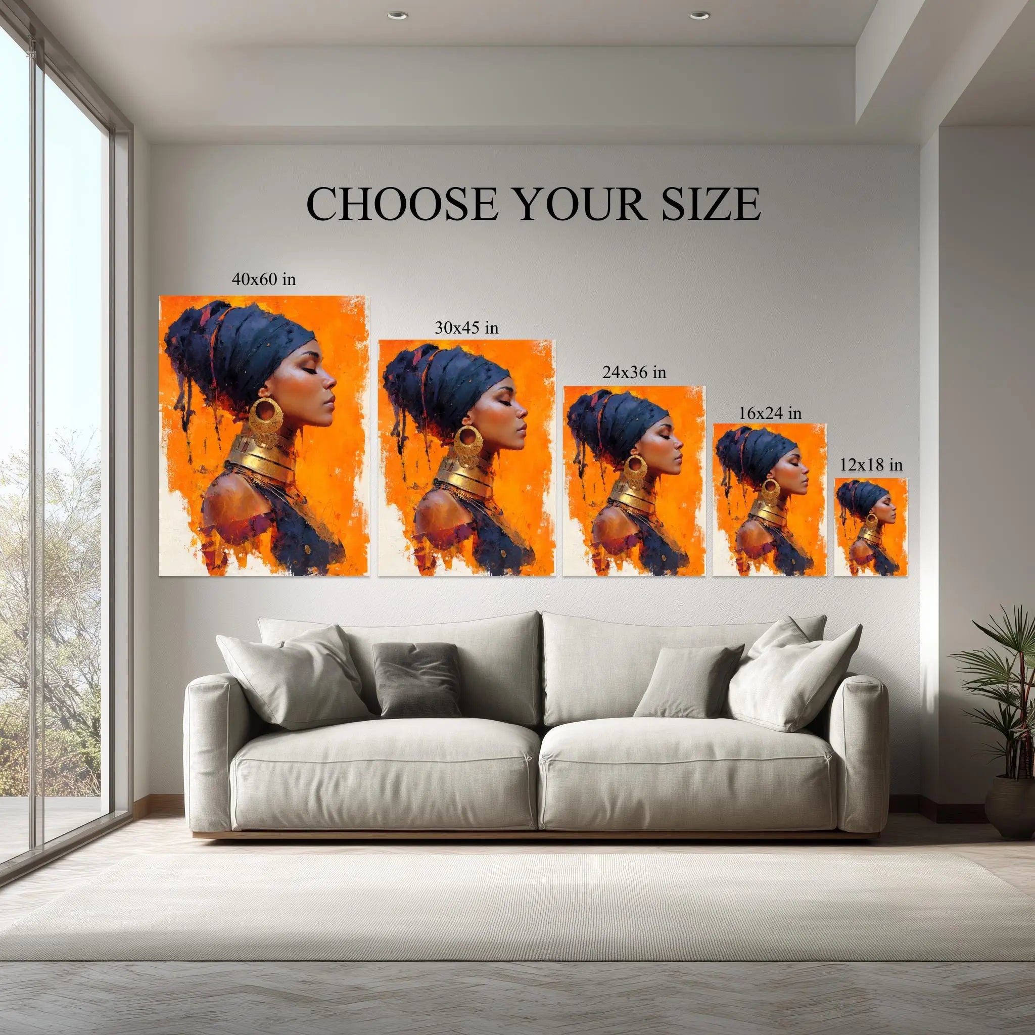 Golden Grace – Afrocentric Portrait Canvas Wall Art Kubo Gallery