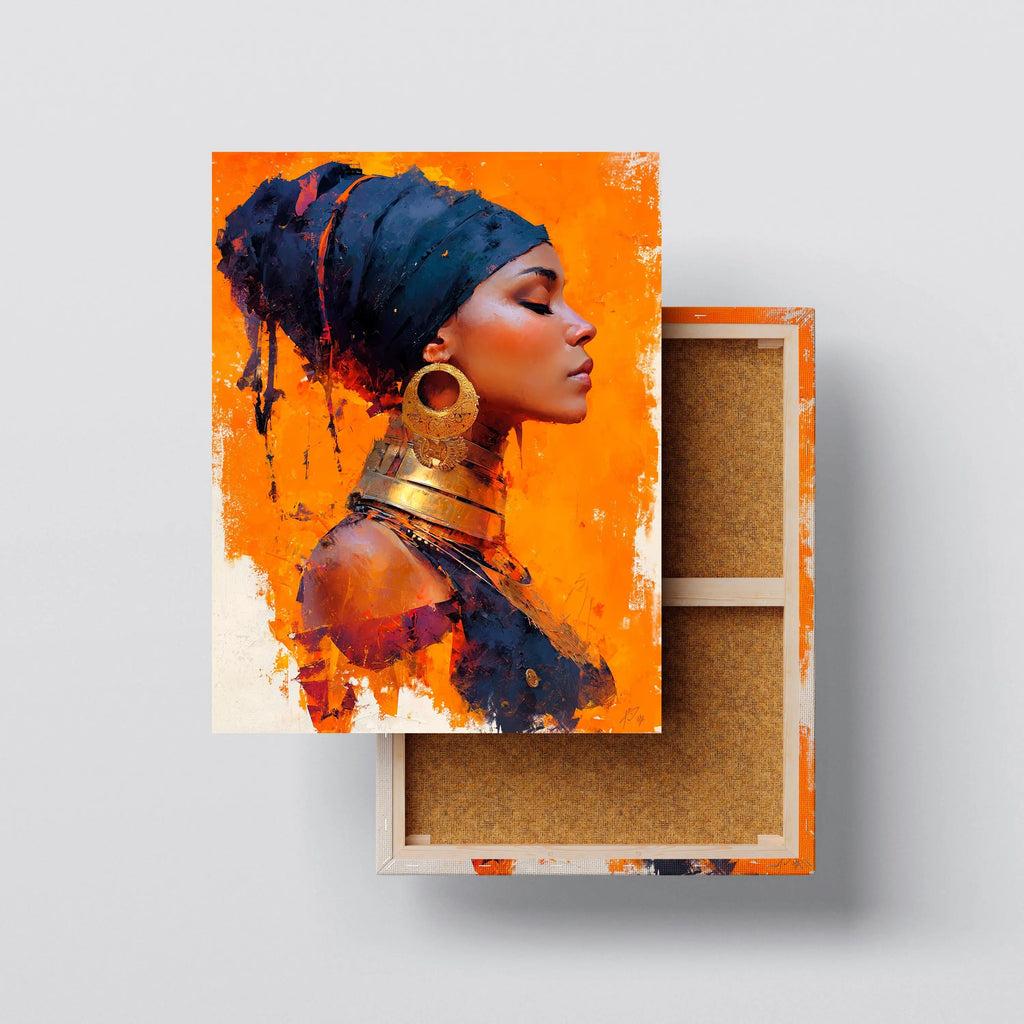 Golden Grace – Afrocentric Portrait Canvas Wall Art Kubo Gallery