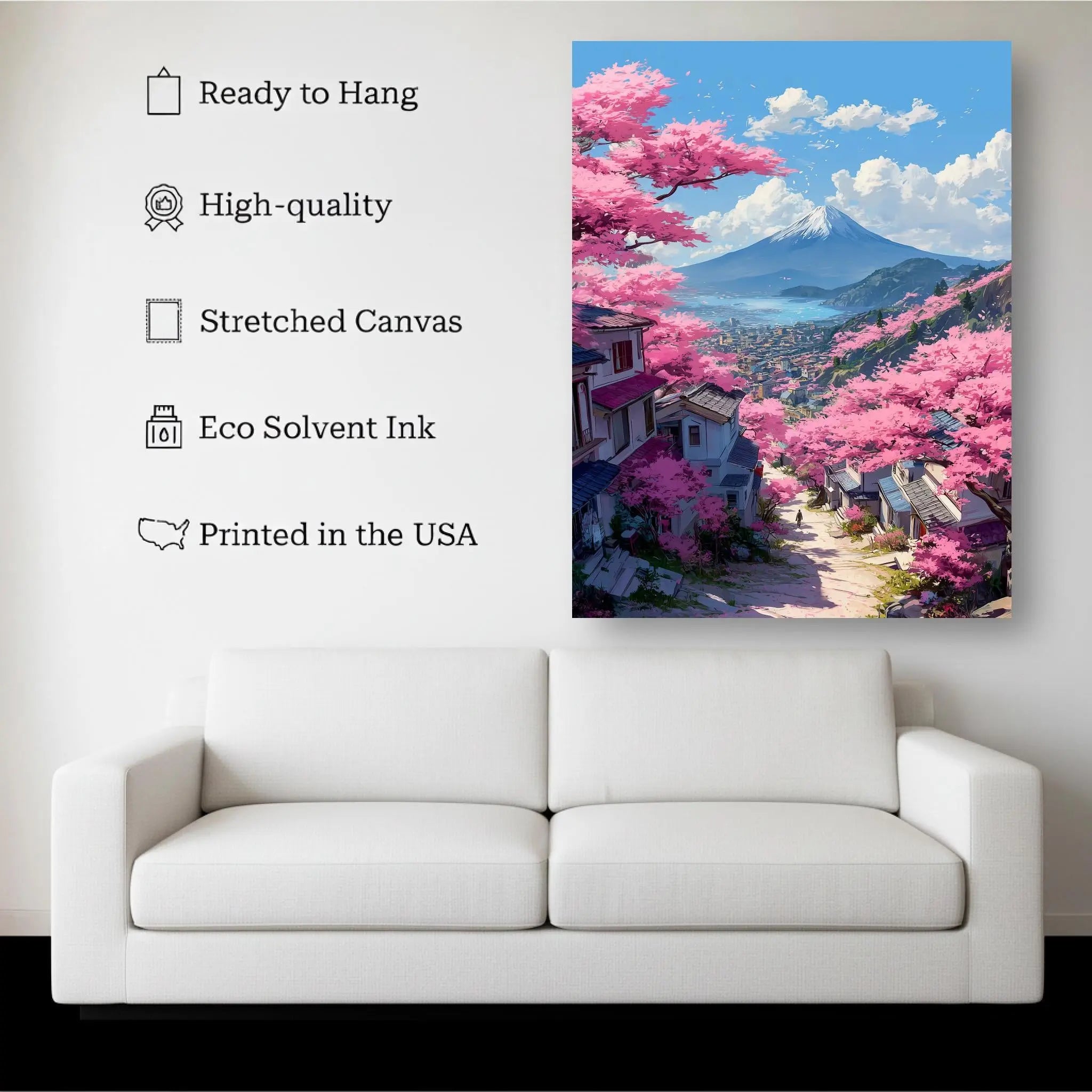 Blossom Path to Fuji – Japanese Cherry Blossom Street Canvas | Kubo.Gallery Kubo Gallery
