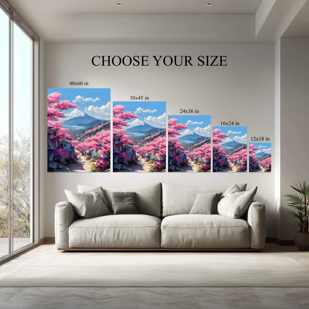 Blossom Path to Fuji – Japanese Cherry Blossom Street Canvas | Kubo.Gallery Kubo Gallery