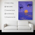 Tears of Dusk – Surreal Eyes and Sunset Canvas Wall Art Kubo Gallery