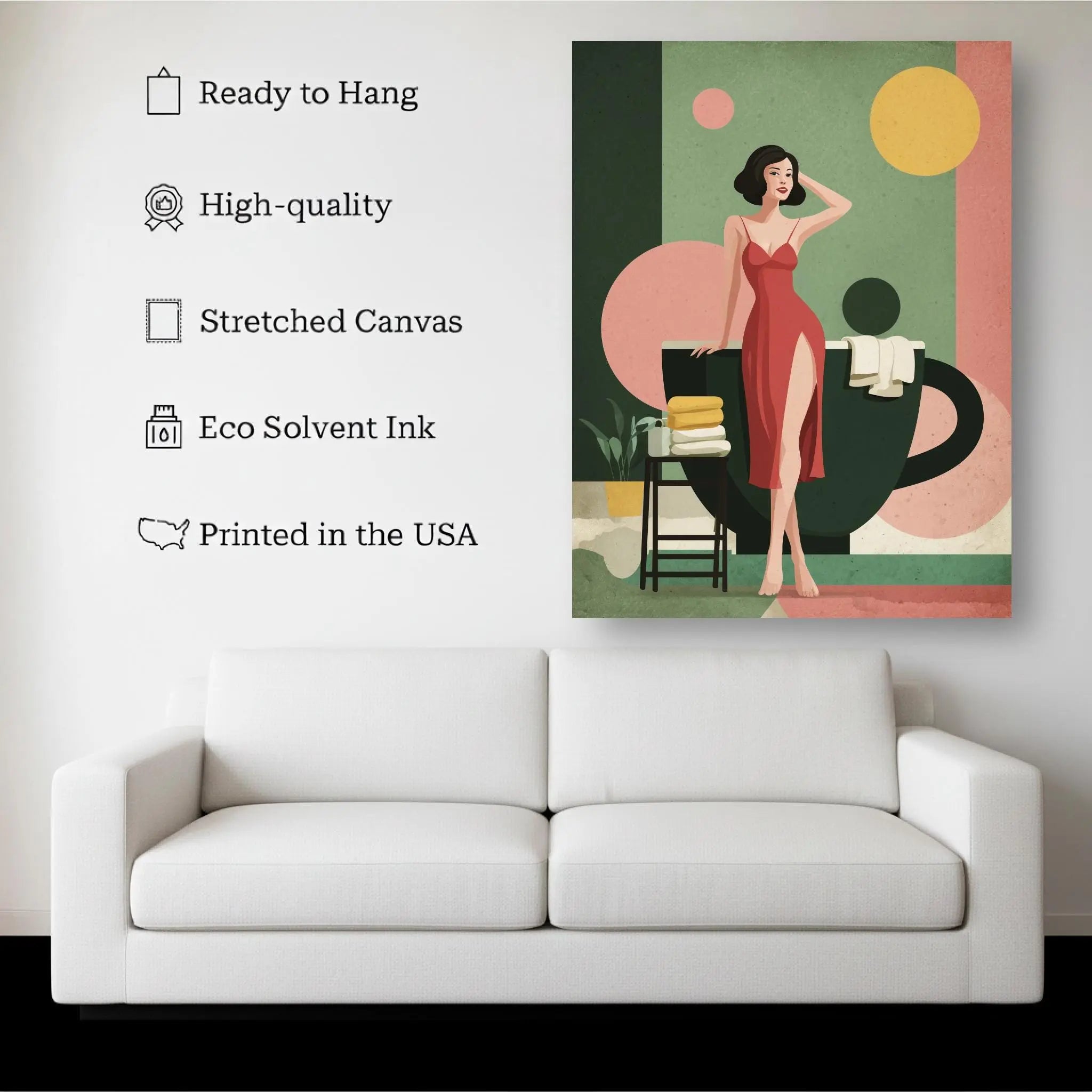 Sunday Brew – Retro Woman with Coffee Cup Wall Art Print Kubo Gallery