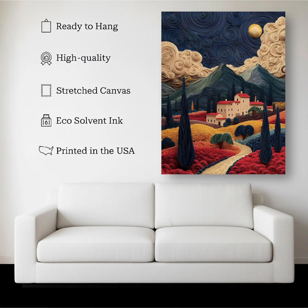 Tuscan Dreamscape – Quilling-Inspired Landscape Wall Art Kubo Gallery