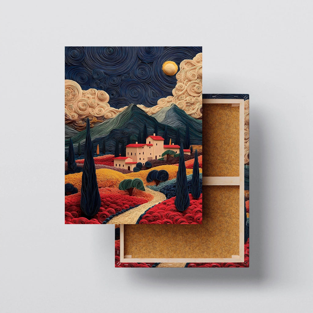 Tuscan Dreamscape – Quilling-Inspired Landscape Wall Art Kubo Gallery