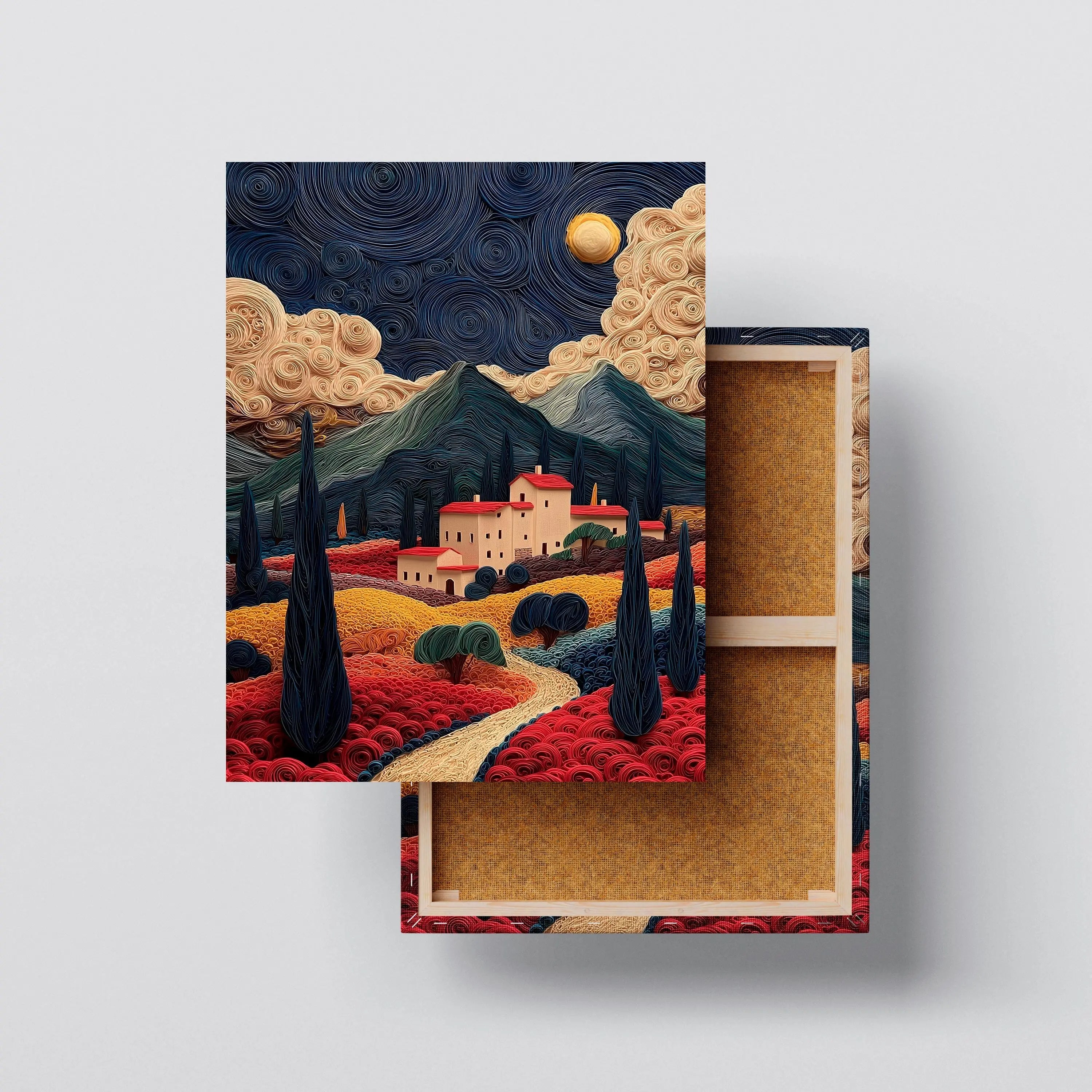 Tuscan Dreamscape – Quilling-Inspired Landscape Wall Art Kubo Gallery