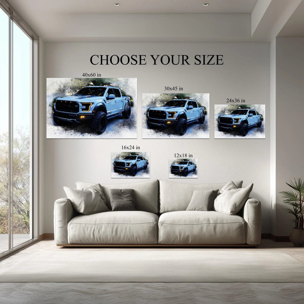 Mix Car Watercolor Portrait from Photo, Custom Vehicle Art on Stretched Canvas, Personalized Car Gift, Car Lover Wall Decor Kubo Gallery