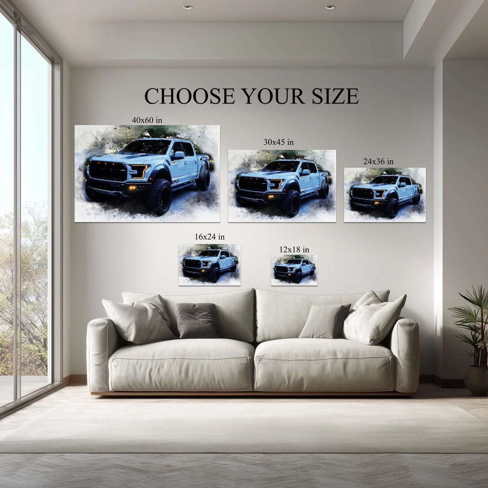 Mix Car Watercolor Portrait from Photo, Custom Vehicle Art on Stretched Canvas, Personalized Car Gift, Car Lover Wall Decor Kubo Gallery