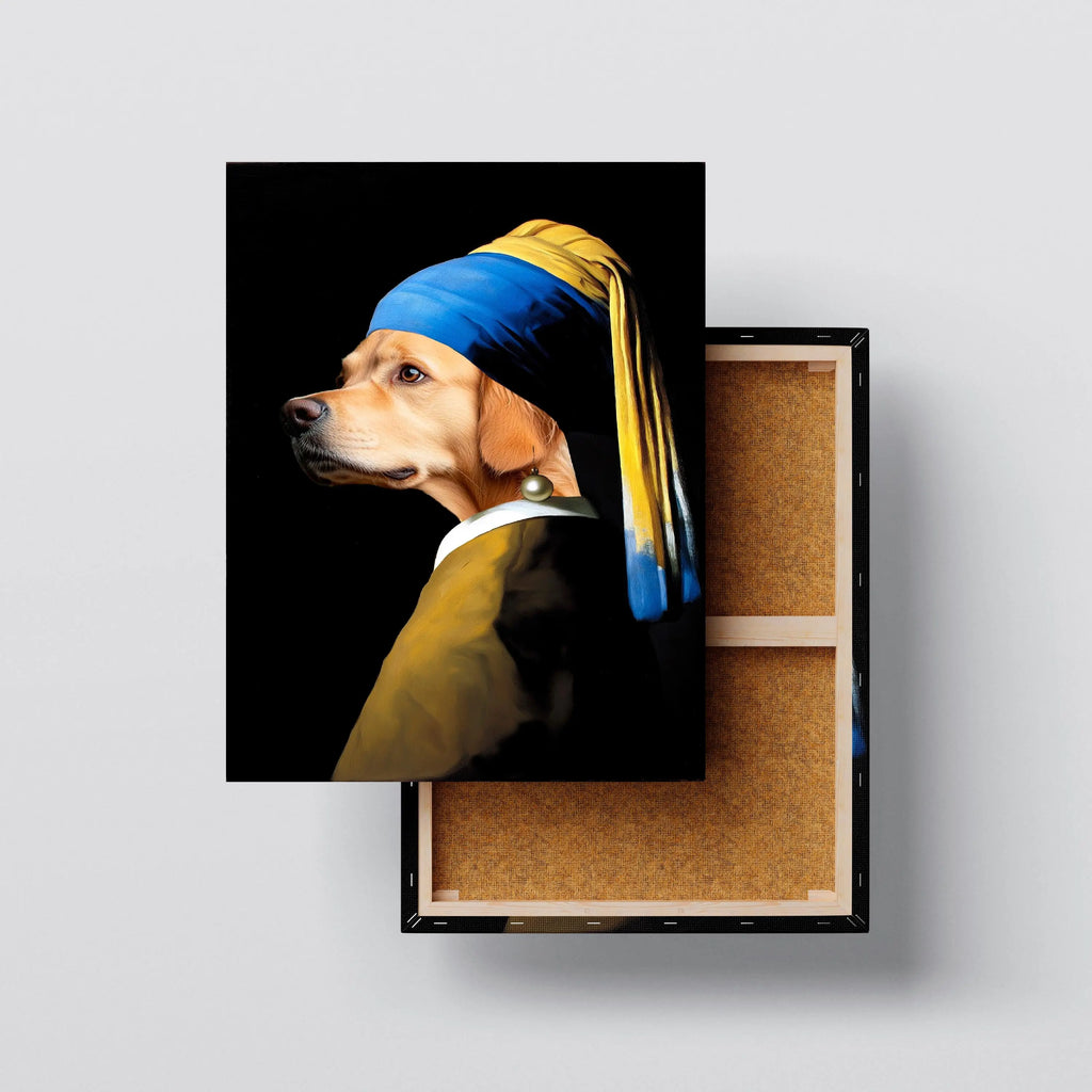 Custom Renaissance Pet Portrait: 'Girl with Pearl Earring' Style Canvas Kubo Gallery